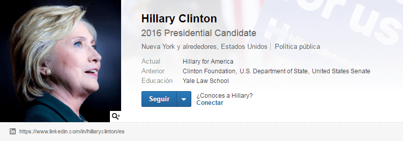 Cuentas de LinkedIn de famosos: Hillary Clinton