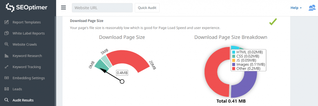 download page size